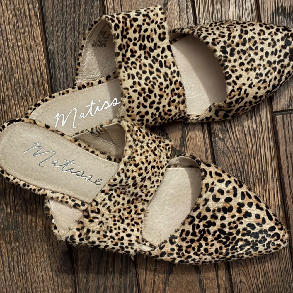 Matisse leopard print mules size 8.5